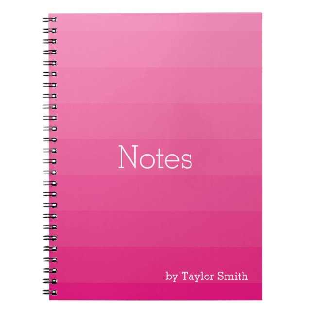 Mörk Rosa Ombre Shades Notes Monogram Anteckningsbok (Framsidan)