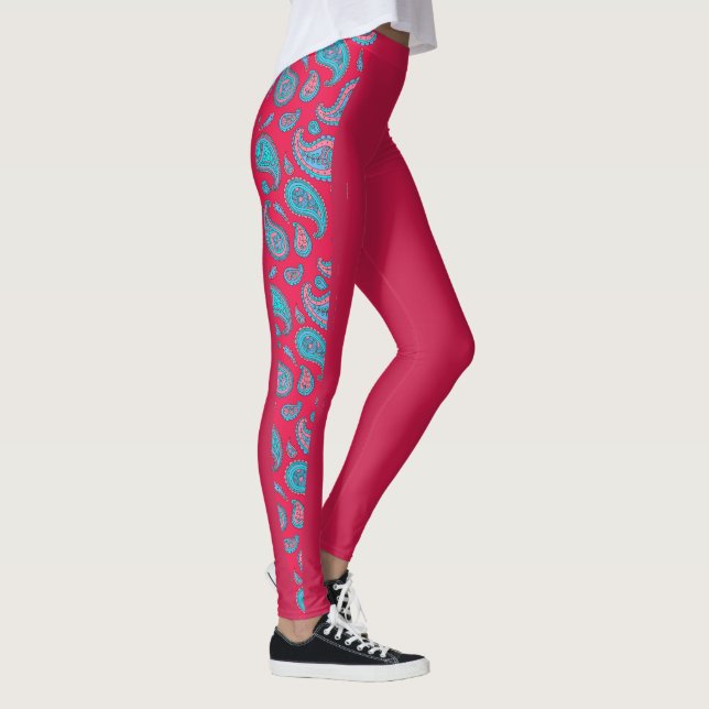 Mörk Rosa Paisley Leggings (Höger)
