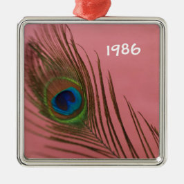 Mörk Rosa Peacock Feather still Life Julgransprydnad Metall