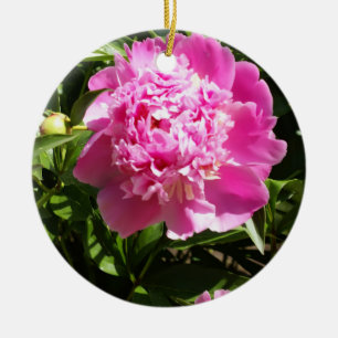 Mörk rosa peonies julgransprydnad keramik