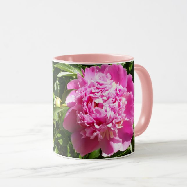 Mörk rosa peonies mugg (Framsida höger)