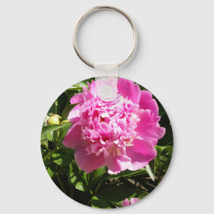 Mörk rosa peonies nyckelring