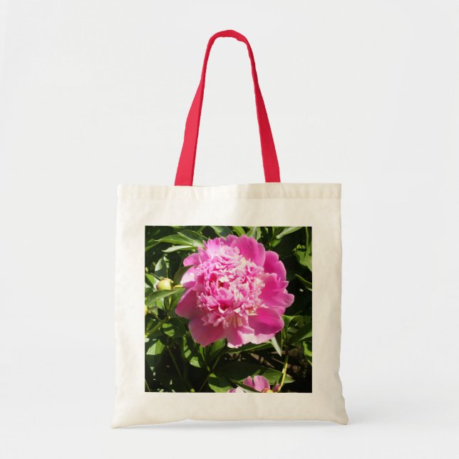 Mörk rosa peonies tygkasse (Framsidan)