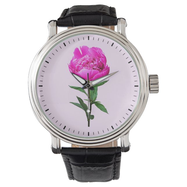 Mörk Rosa Peony Armbandsur (Framsida)