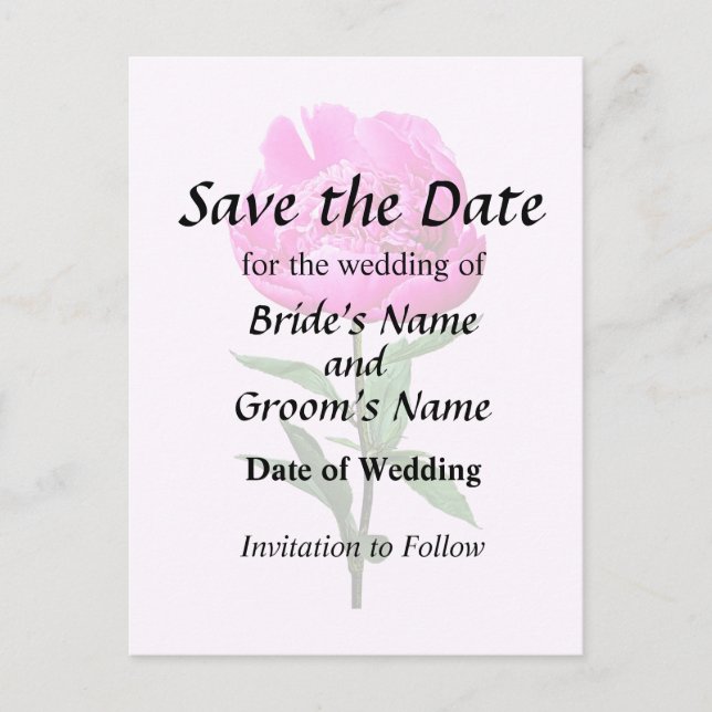 Mörk Rosa Peony Meddelande Vykort (Framsida)