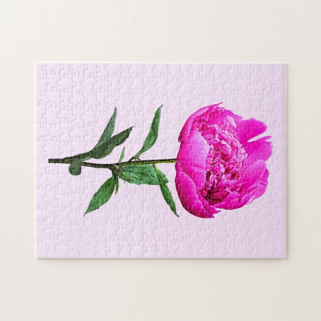 Mörk Rosa Peony Pussel (Horisontell)