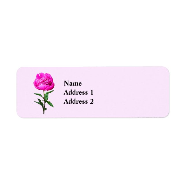 Mörk Rosa Peony Returadress Etikett (Framsidan)