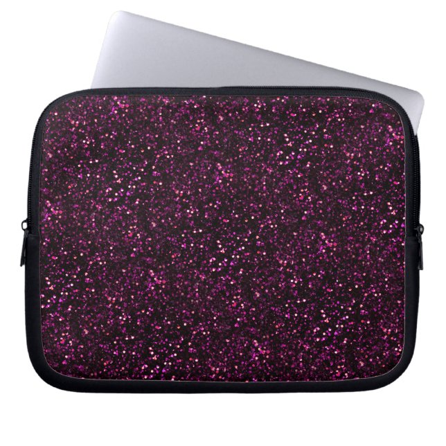 Mörk Rosa Posh Glitter Laptop Fodral (Framsidan)