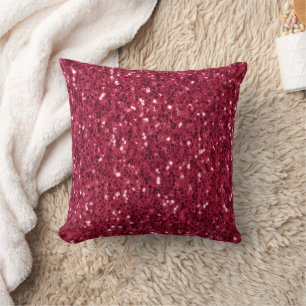 Mörk rosa red magenta faux sparkles glitter kudde