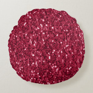 Mörk rosa red magenta faux sparkles glitter rund kudde