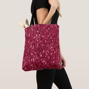 Mörk rosa red magenta faux sparkles glitter tygkasse