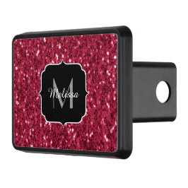 Mörk rosa red magenta faux sparkles Monogram Dragkroksskydd