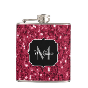 Mörk rosa red magenta faux sparkles Monogram Fickplunta