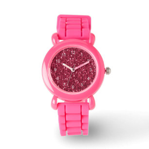 Mörk rosa röd magenta faux-miniatyrdiagram med sif armbandsur