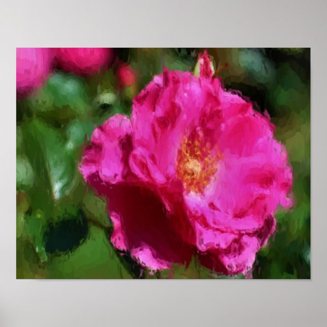 Mörk Rosa ros Flower Art-fotomålning Poster (Framsidan)