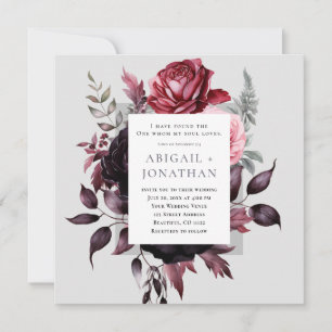 Mörk Rosa ros Grått Blommigt Bible Christian Bröll Inbjudningar