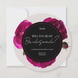 Mörk Rosa ros Romantic Bröllop Bridesmaid Inbjudningar