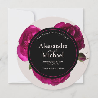 Mörk Rosa ros Romantic Save Date Bröllop Inbjudningar