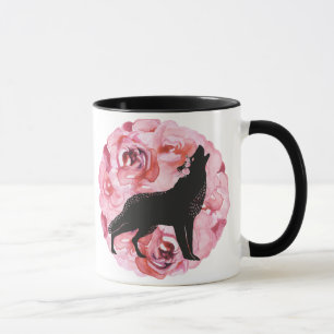 Mörk rosa rosmugg för svart varg mugg