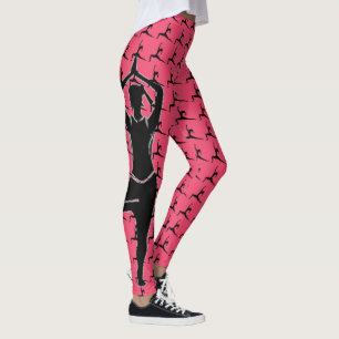 Mörk Rosa Ständig Yoga Pose Silhouette Leggings