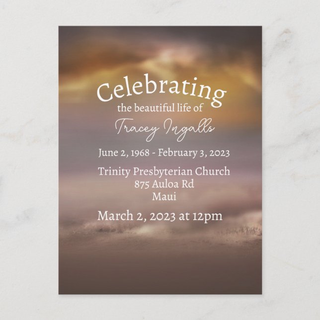 Mörk Rosa Strand Livets Firande Vykort (Framsida)