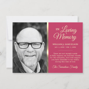 Mörk Rosa Sympathy Funeral Memory TACK Photo Kort