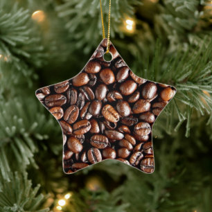 Mörk Rostad kaffebönor Julgransprydnad Keramik