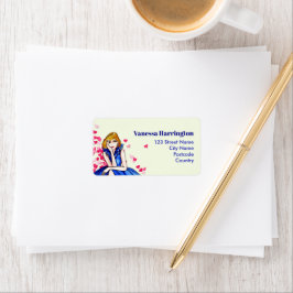 Mörk Royal Blue Cocktail Gown Mode Illustration Adressetikett