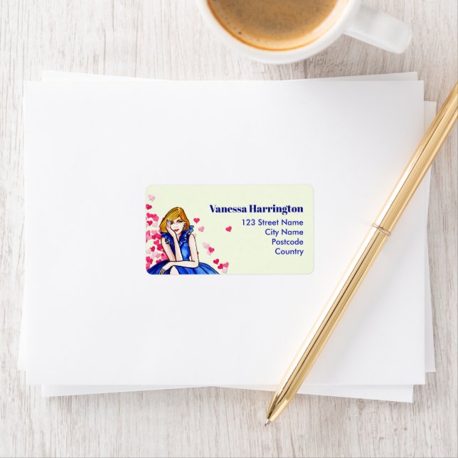 Mörk Royal Blue Cocktail Gown Mode Illustration Adressetikett (Insitu)