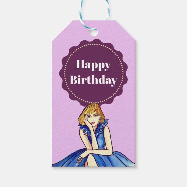 Mörk Royal Blue Cocktail Gown Mode Illustration Presentetikett (Framsidan)