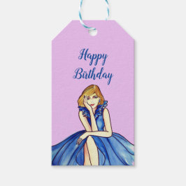 Mörk Royal Blue Cocktailklänning Modeillustration Presentetikett