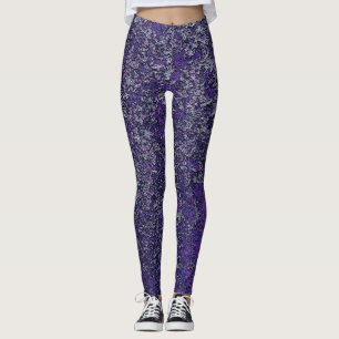 Mörk Royal Lila Rusted Metall Struktur Abstrakt Leggings