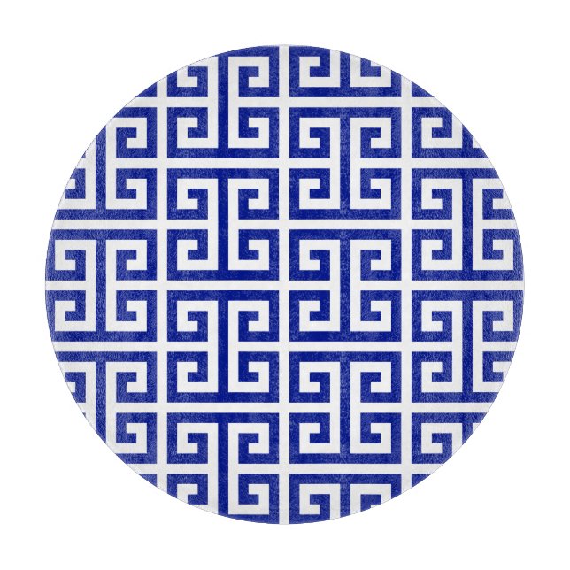 Mörk Royalblå Grekisk Nyckel Mönster (Framsidan)