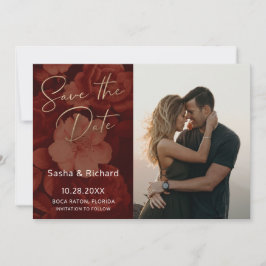 Mörk Ruby Blommigts Spara Datumet