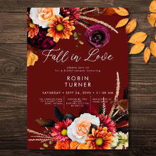 Mörk Russet Boho-Blommigten faller i Möhippan Kärl Inbjudningar