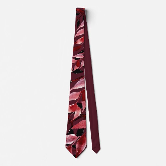 Mörk Rustic burgundy botanical Neck Slips (Framsida)