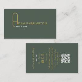 Mörk Sage | Affärskortet elegant QR-kod av standar Visitkort