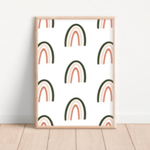 Mörk Sage Boho Rainbows Nursery Decor Poster