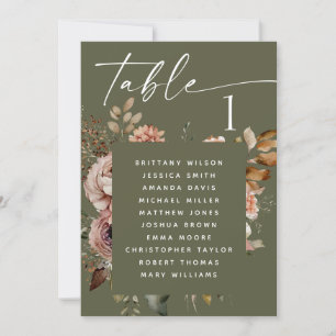 Mörk Sage Grått Boho Woodland Bröllop Sittdiagram Inbjudningar