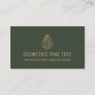 Mörk Sage Grönt Beige Forest Träd Rustic Gräs Cone Visitkort