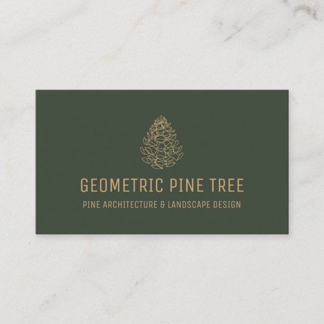 Mörk Sage Grönt Beige Forest Träd Rustic Gräs Cone Visitkort (Framsida)