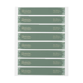 Mörk Sage Grönt Botanical Studenten Address Label Etikettband