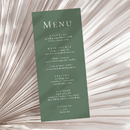 Mörk Sage Grönt Modern Minimalist Bröllop Menu Meny