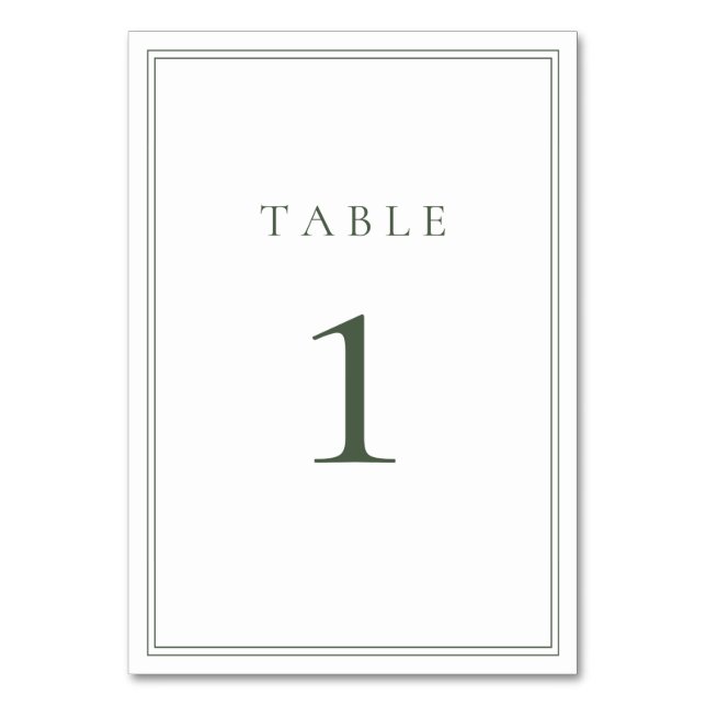 Mörk Sage Grönt Modern minimalistisk Bröllop Bordsnummer (Baksidan)