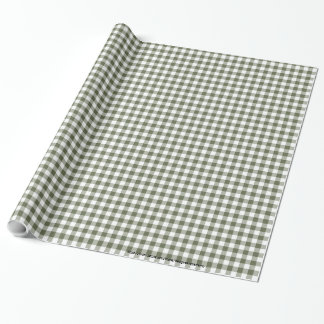 Mörk Sage Grönt och White Gingham Neutralt Färg Presentpapper
