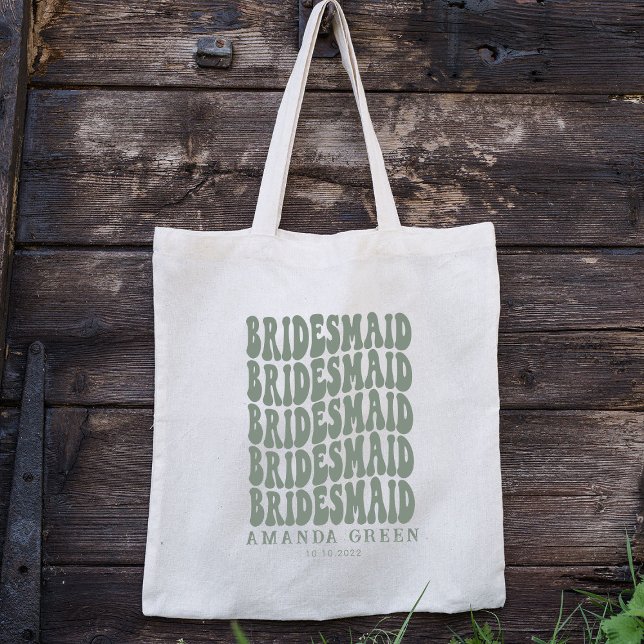 Mörk Sage Grönt Retro Personlig Bachelorette Tygkasse (Skapare uppladdad)