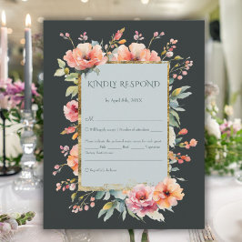 Mörk Sage Grönt Rustic Rosa Blommigt Monogram OSA Kort