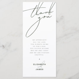 Mörk Sage Minimalist Bröllop Tack Place Card Meny