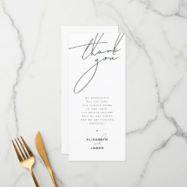 Mörk Sage Minimalist Bröllop Tack Place Card Meny