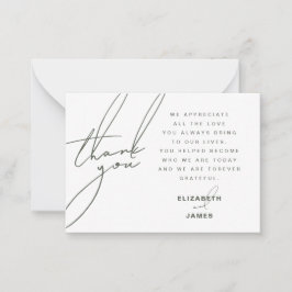 Mörk Sage Minimalist Photo Bröllop - tackkort Anteckningskort